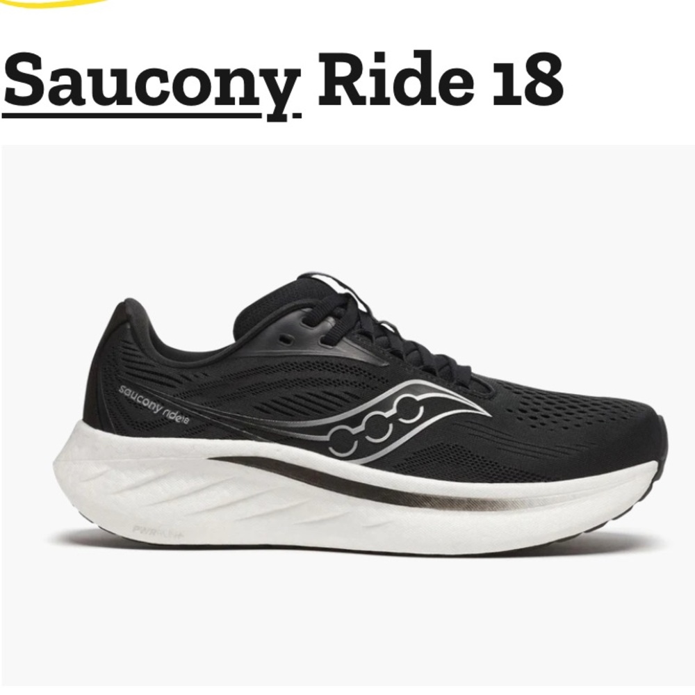 SAUCONY RIDE 18 Black/White Shoe